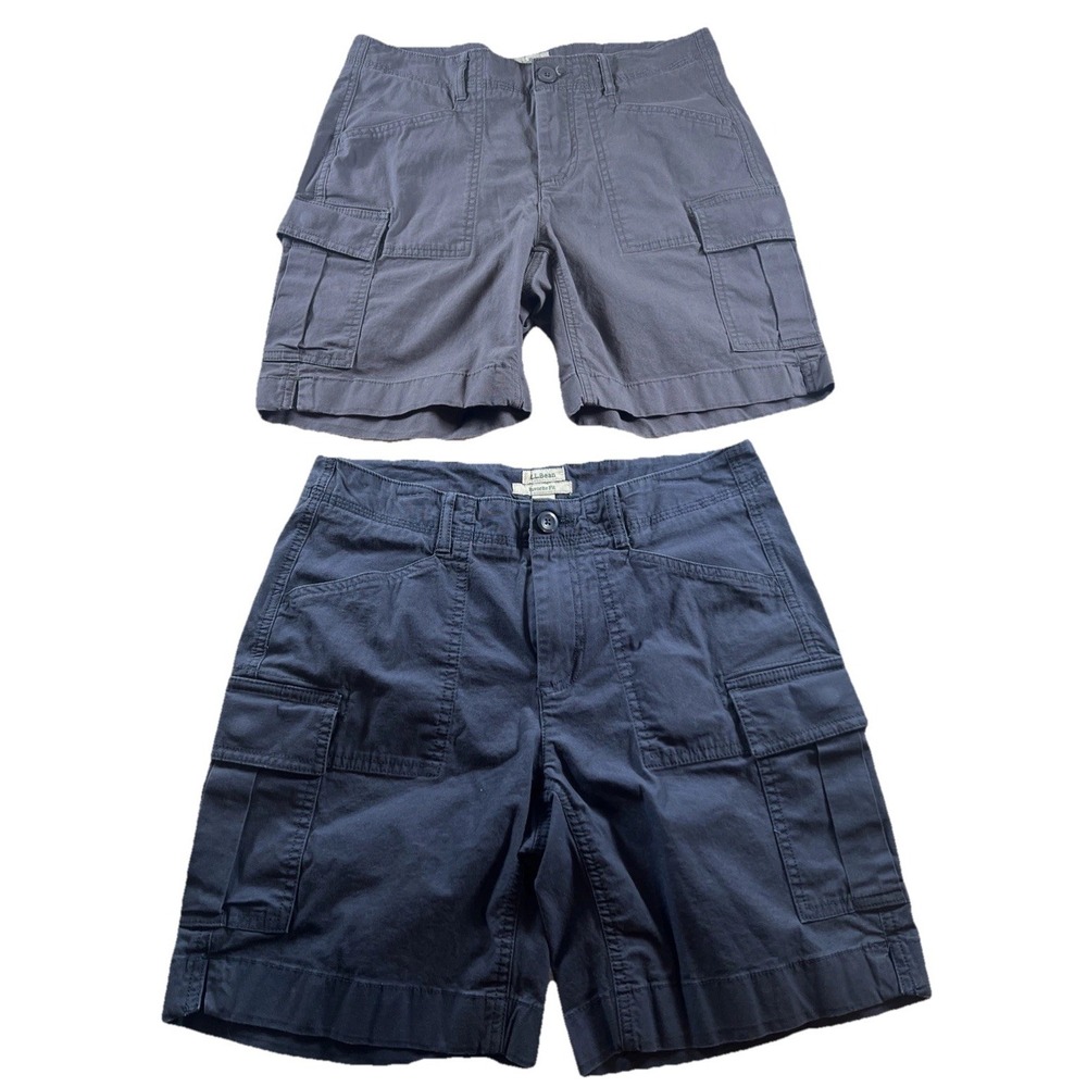 Lot 2 L.L. Bean Women's Favorite Fit Cargo Shorts Size 4 Regular Gray Blue